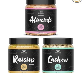 Organic Box Almonds Cashews Raisins Combo pack of 3 Natural and Premium Dryfruits 250 gm Each – Diwali Gift Pack