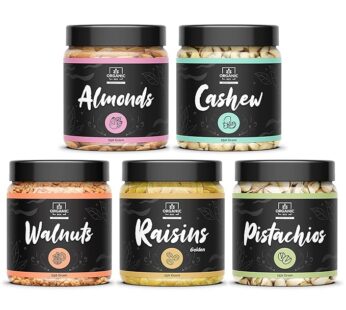 Organic Box Dry Fruits Combo Pack – 1.175kg (Almonds Cashews Pistachios Raisins – 250g Walnuts Without Shells – 175g) – All – Diwali Gift Pack