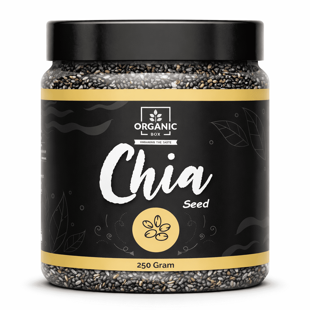 Organic Box Chia Seeds - 300 gm (gram) | Raw Chia Seed with Omega 3 and Fiber for Weight Loss, Healthy Food, Diet Snack [Jar Pack] - Diwali Gift Pack